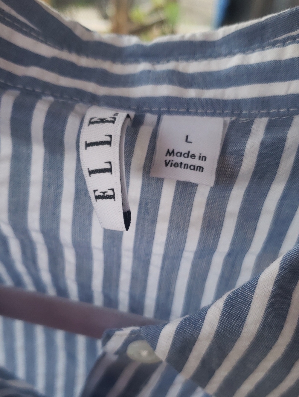 ELLE Light Blue White Striped Sleeveless Tie Front Blouse Shirt Top L EUC - Picture 2 of 4